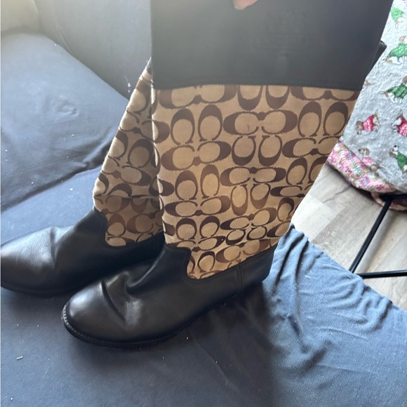 Coach Shoes - Coach Brown/Tan Signature Rain Boots